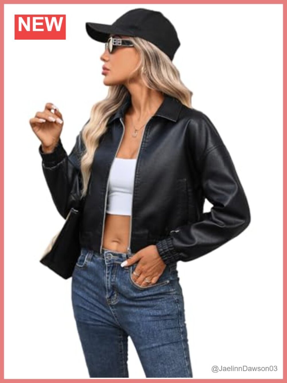 Faux Leather Bomber Jacket Zip Up Baseball Collar Casual Coat